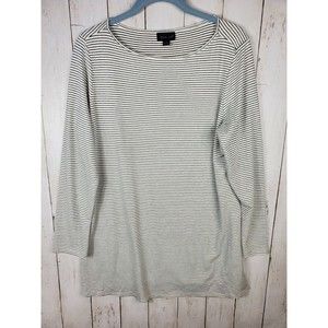 J.JILL Wearever Collection Womens Stripe Long Sleeve Top Tunic Shirt Size MP GUC